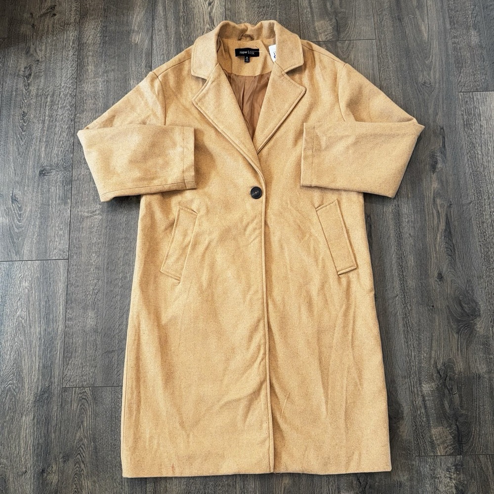 New Look Women's M Trench Coat Beige Wool Blend Pea Coat‎ Old Money Quite Luxury